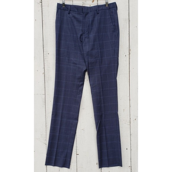 Bonobos Navy Blue Windowpane Wool Suit Men's Blazer Jacket 40R / 33 Pants Slim - Picture 15 of 16